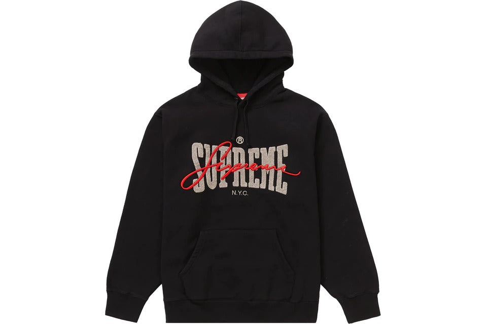 Supreme Embroidered Chenille Hooded Sweatshirt Black